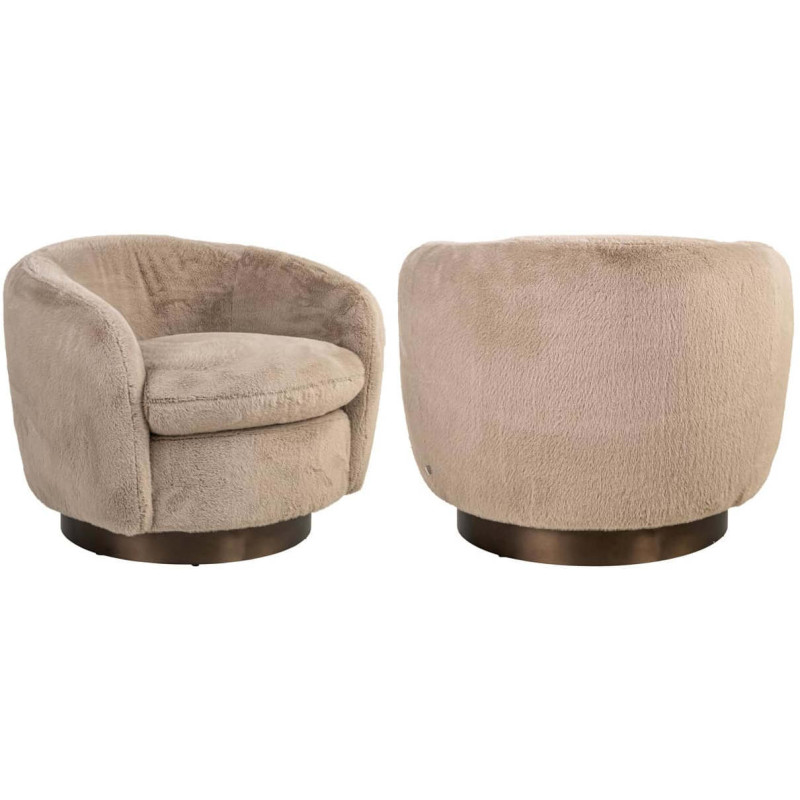 Fauteuil lounge pivotant beige en...