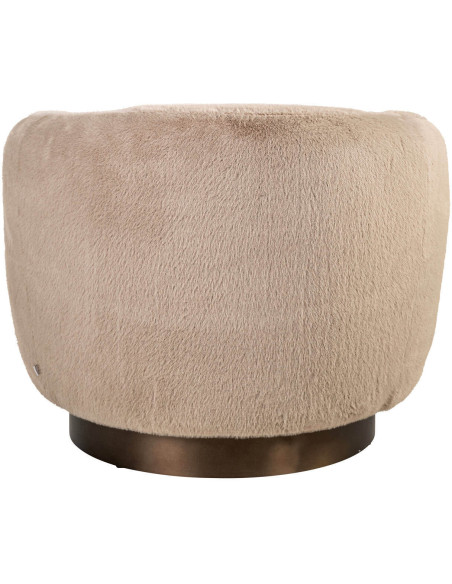 Fauteuil lounge pivotant beige en tissu duveteux Colmar