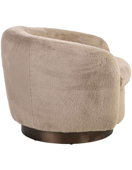Fauteuil lounge pivotant beige en tissu duveteux Colmar