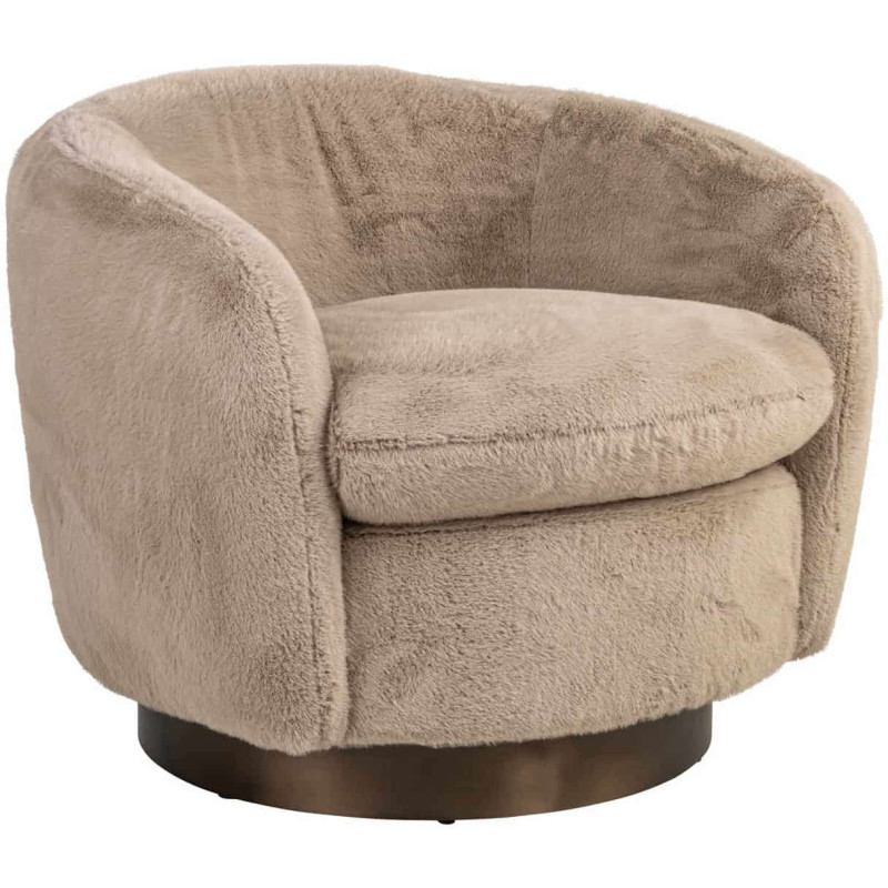 Fauteuil lounge pivotant beige en...