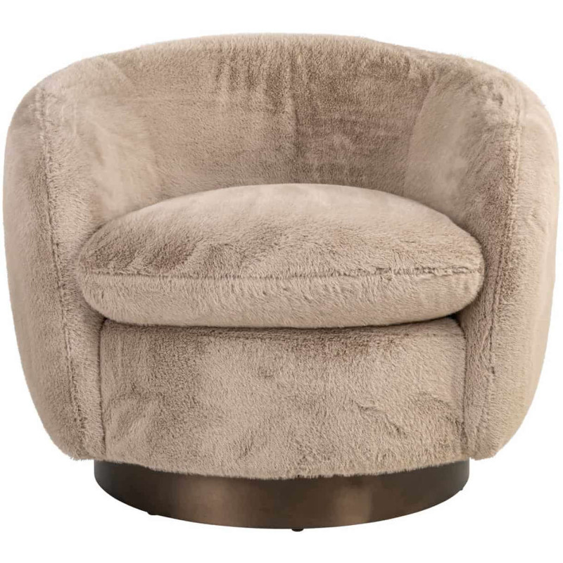 Fauteuil lounge pivotant beige en...
