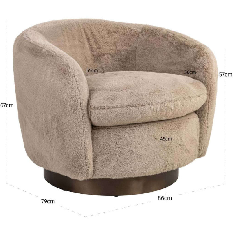 Fauteuil lounge pivotant beige en...