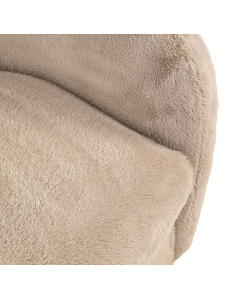 Fauteuil lounge pivotant beige en tissu duveteux Colmar
