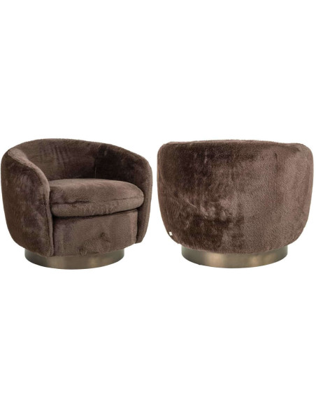 Fauteuil lounge pivotant marron chocolat Colmar