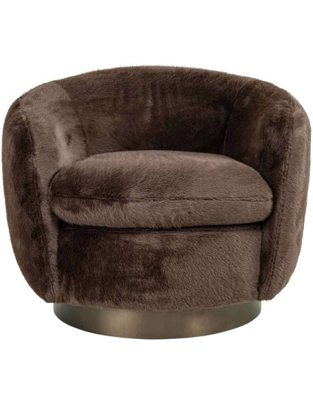 Fauteuil lounge pivotant marron chocolat Colmar