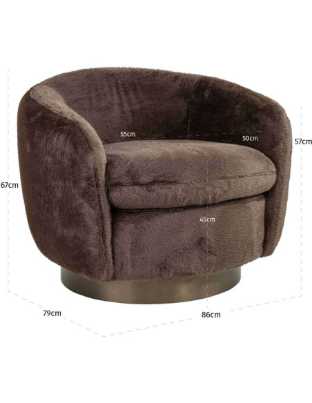 Fauteuil lounge pivotant marron chocolat Colmar
