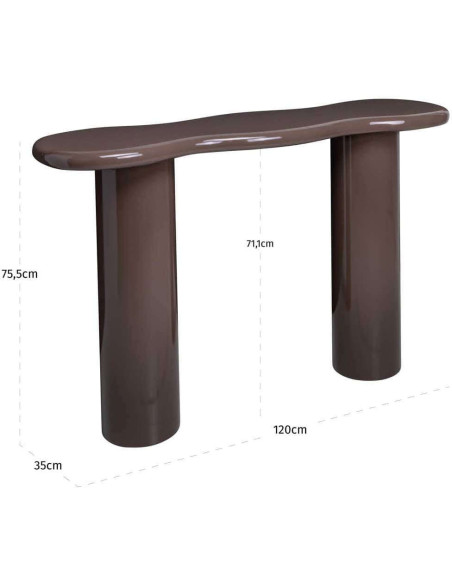 Console d’entrée marron brillante 120 cm Cordelia