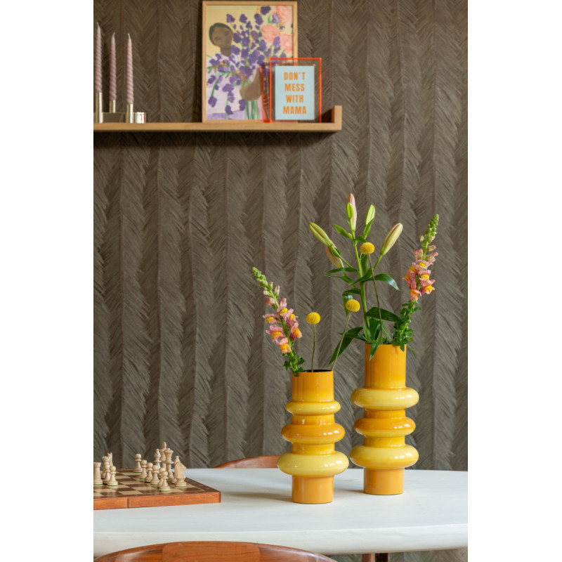 Vase design en métal jaune ocre 37 cm...