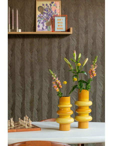 Vase design en métal jaune ocre 37 cm Grato