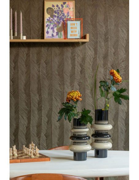 Vase design noir et gris en métal 37 cm Grato