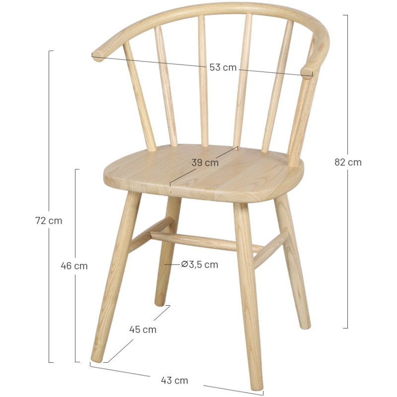 Chaise Windsor bois d’orme naturel...