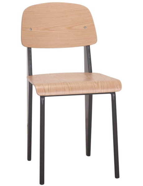 Chaise bois naturel et métal noir 42x50x80 cm Zlín