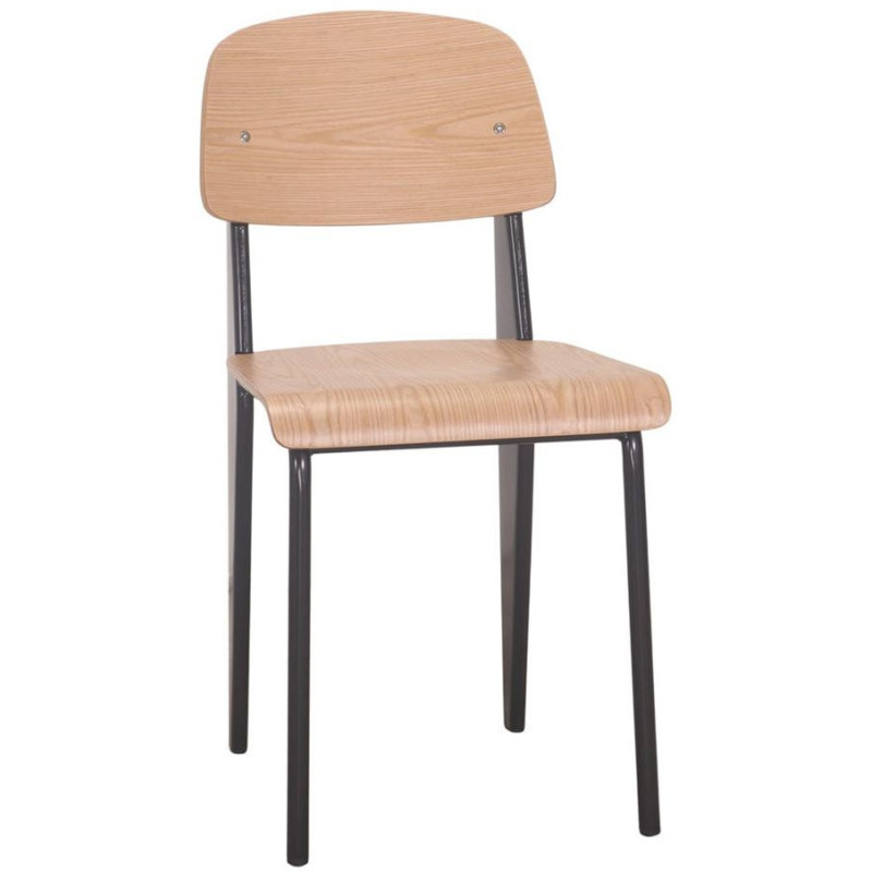 Chaise bois naturel et métal noir...