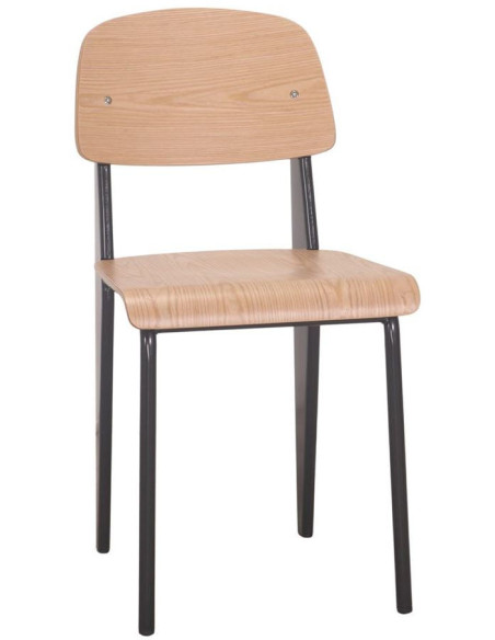 Chaise bois naturel et métal noir 42x50x80 cm Zlín