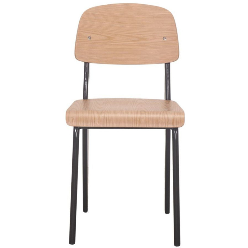 Chaise bois naturel et métal noir...