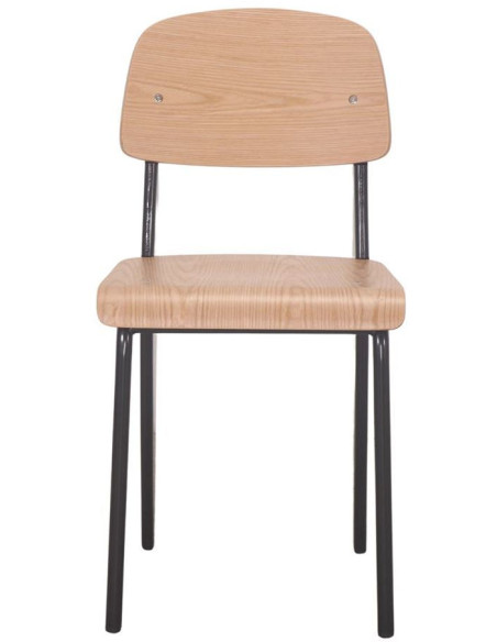 Chaise bois naturel et métal noir 42x50x80 cm Zlín