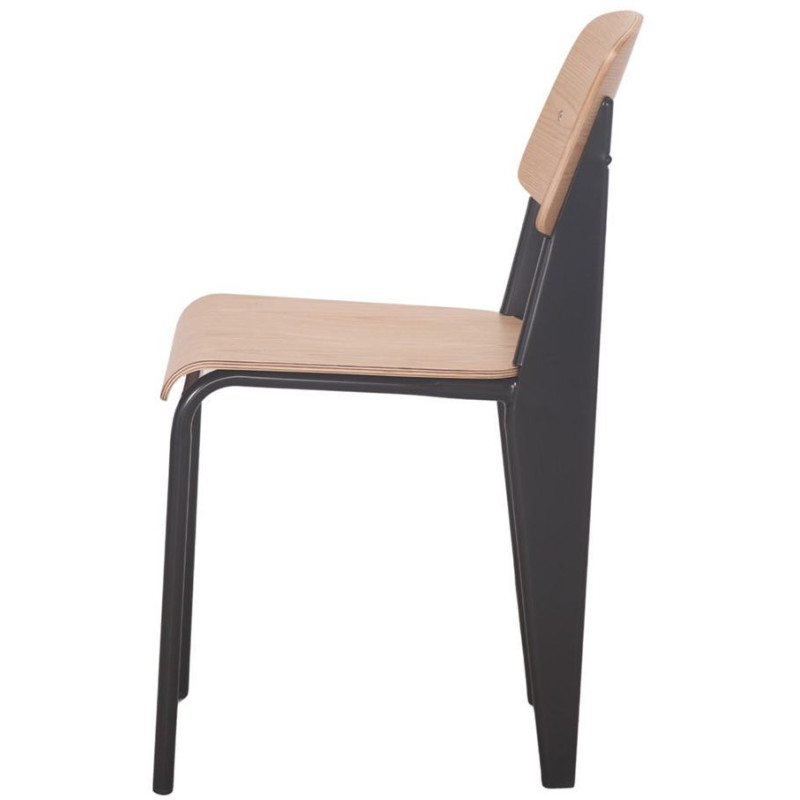 Chaise bois naturel et métal noir...