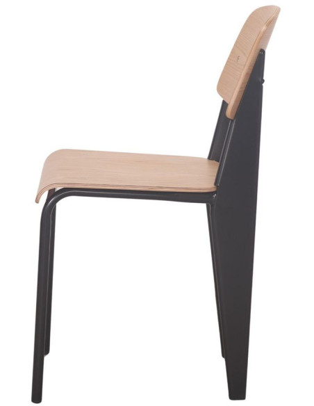 Chaise bois naturel et métal noir 42x50x80 cm Zlín
