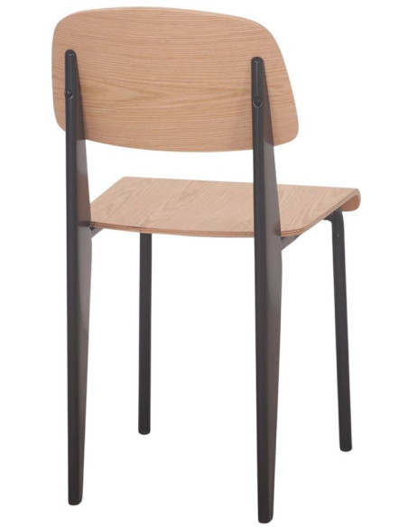 Chaise bois naturel et métal noir 42x50x80 cm Zlín