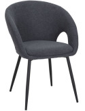 Chaise de salle à manger tissu bleu et métal noir 57x57x80 cm Muggia