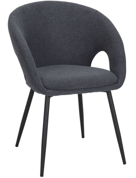Chaise de salle à manger tissu bleu et métal noir...