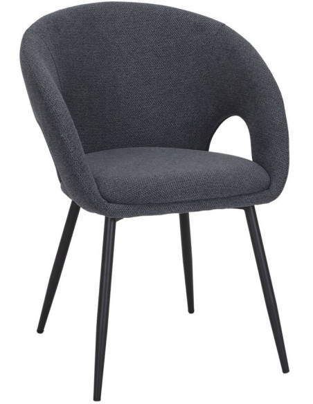 Chaise de salle à manger tissu bleu et métal noir 57x57x80 cm Muggia