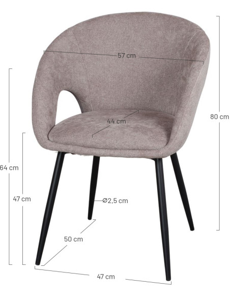Chaise de salle à manger tissu bleu et métal noir 57x57x80 cm Muggia