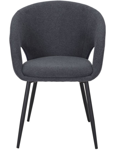 Chaise de salle à manger tissu bleu et métal noir 57x57x80 cm Muggia
