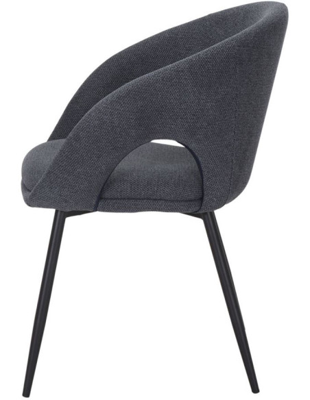 Chaise de salle à manger tissu bleu et métal noir 57x57x80 cm Muggia