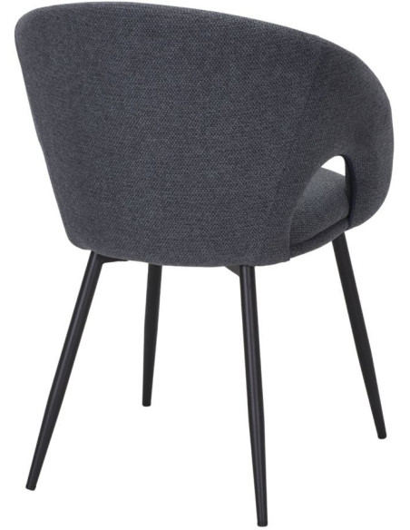 Chaise de salle à manger tissu bleu et métal noir 57x57x80 cm Muggia