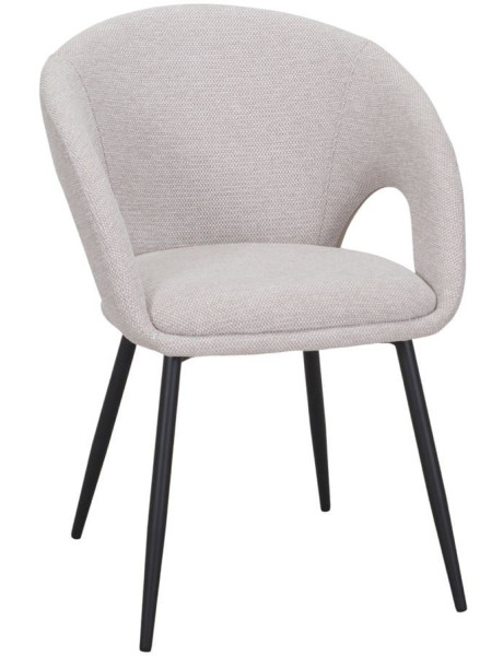 Chaise de salle à manger tissu beige et métal noir...