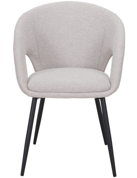 Chaise de salle à manger tissu beige et métal noir 57x57x80 cm Muggia