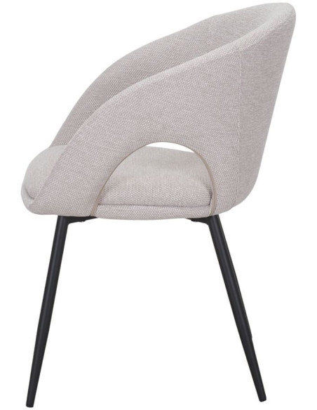 Chaise de salle à manger tissu beige et métal noir 57x57x80 cm Muggia