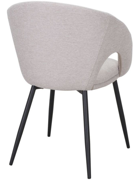 Chaise de salle à manger tissu beige et métal noir 57x57x80 cm Muggia