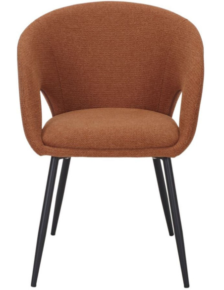 Chaise de salle à manger tissu terracotta et métal noir 57x57x80 cm Muggia
