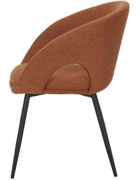 Chaise de salle à manger tissu terracotta et métal noir 57x57x80 cm Muggia
