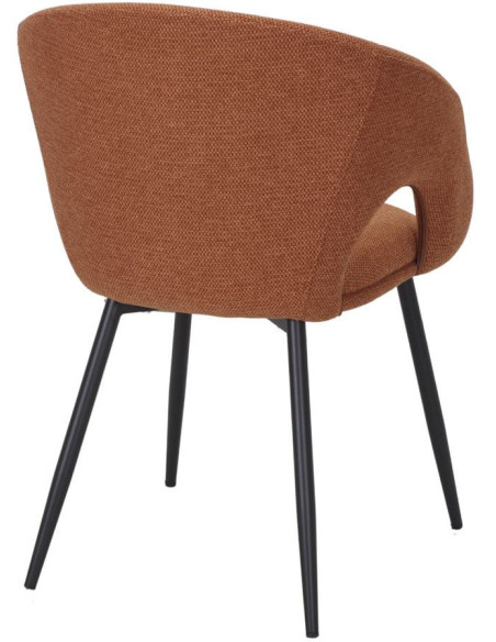 Chaise de salle à manger tissu terracotta et métal noir 57x57x80 cm Muggia
