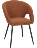 Chaise de salle à manger tissu terracotta et métal noir 57x57x80 cm Muggia