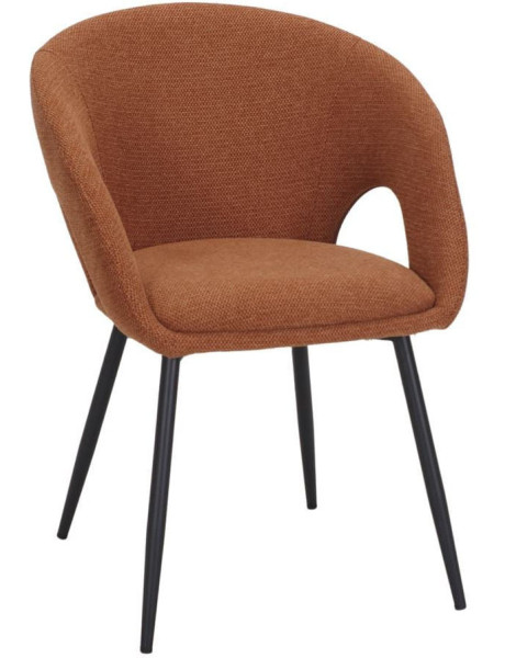 Chaise de salle à manger tissu terracotta et métal noir...