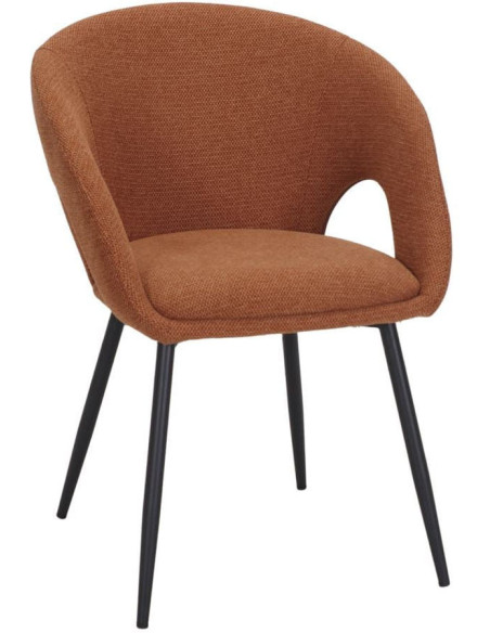 Chaise de salle à manger tissu terracotta et métal noir 57x57x80 cm Muggia