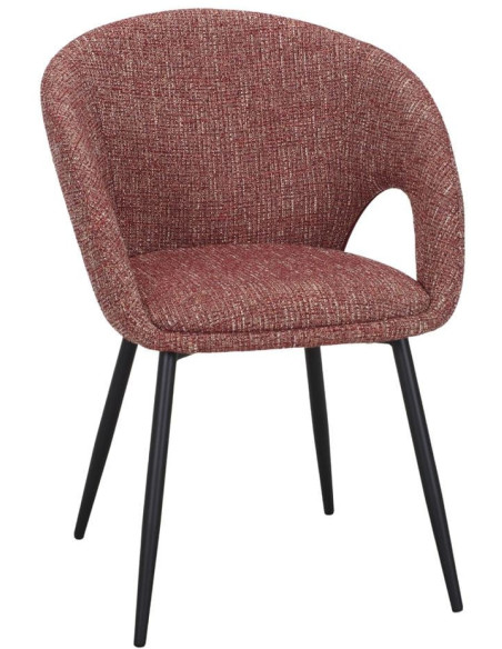 Chaise tissu rouge chiné avec accoudoirs 57x57x80 cm Muggia