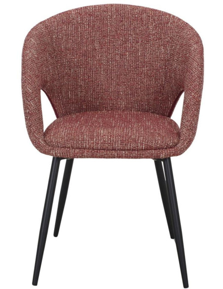 Chaise tissu rouge chiné avec accoudoirs 57x57x80 cm Muggia