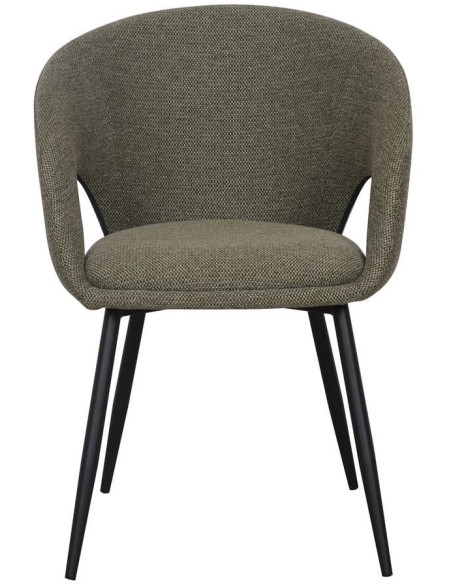 Chaise tissu vert olive avec accoudoirs 57x57x80 cm Muggia