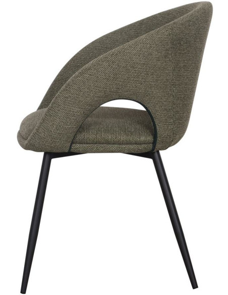 Chaise tissu vert olive avec accoudoirs 57x57x80 cm Muggia