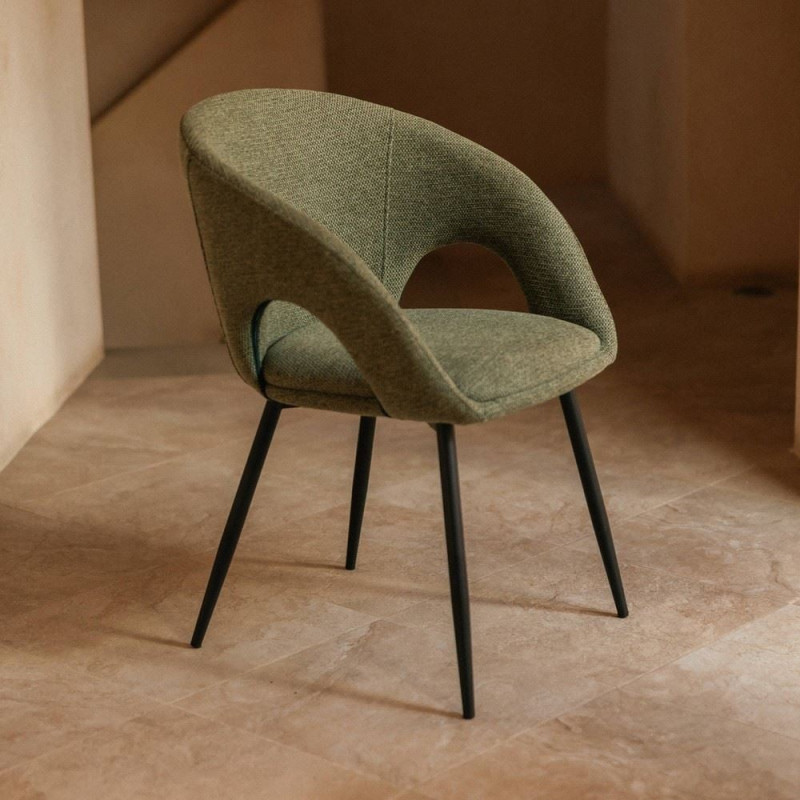 Chaise tissu vert olive avec...