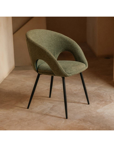 Chaise tissu vert olive avec accoudoirs 57x57x80 cm Muggia
