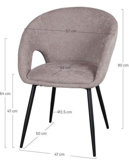 Chaise tissu vert olive avec accoudoirs 57x57x80 cm Muggia