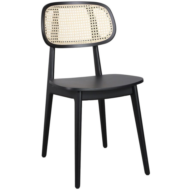 Chaise cannage bois noir 44x51x84 cm...