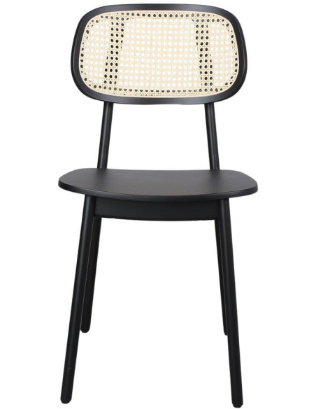 Chaise cannage bois noir 44x51x84 cm Clisson