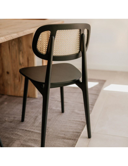 Chaise cannage bois noir 44x51x84 cm Clisson